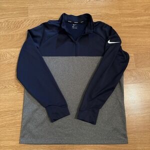 Nike Golf 1/4 Zip Pullover Men's XL Navy / Gray Pullover Fleece Lined Swoosh